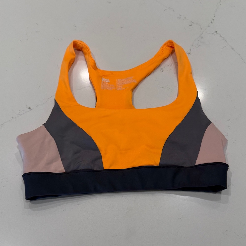 Vibrant Sports Bra in Orange, Gray, and Black